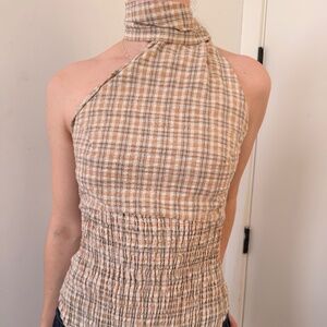 Halter top with wrap scarf neck